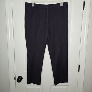 Ann Taylor Eva Ankle Pants Womens Size 16 High Rise Straight Leg Navy Blue